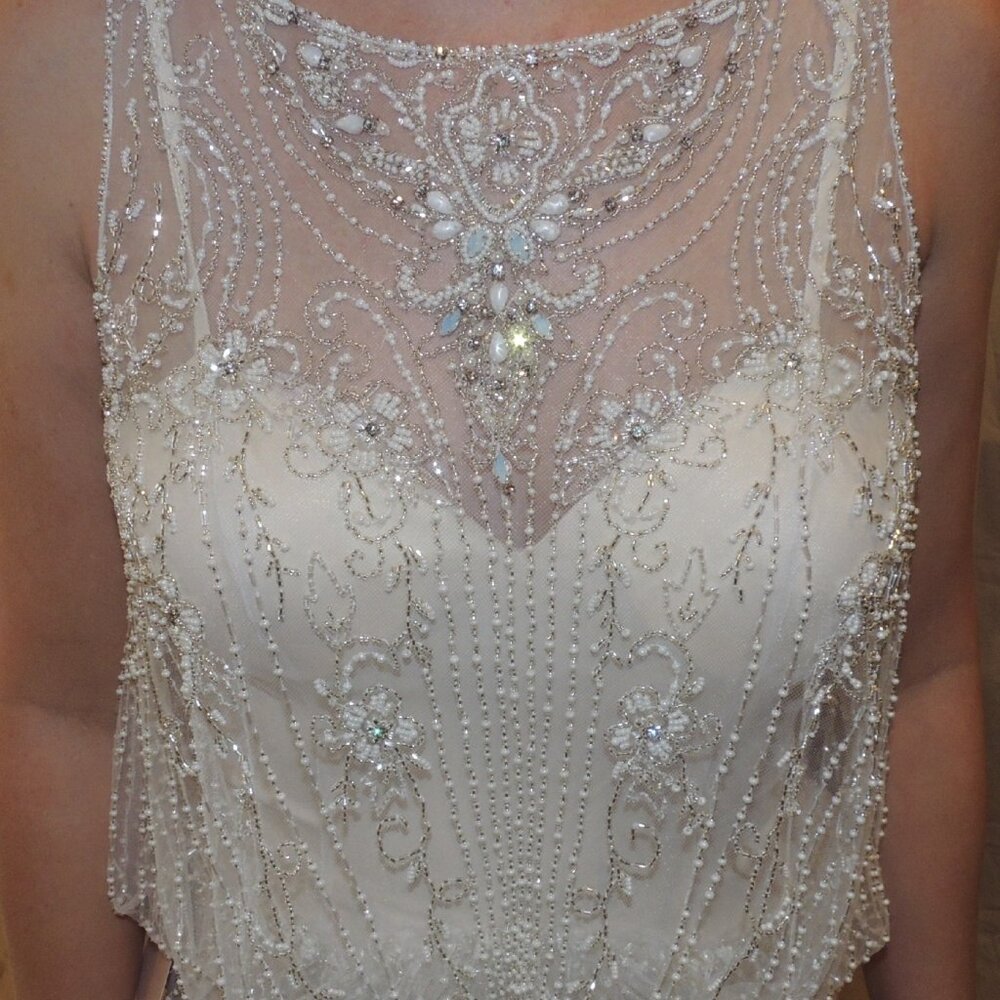 BHLDN Jacinda Wedding Gown Size 4, 6, 8 NEW Art Deco 1920's Beaded - Picture 11 of 13